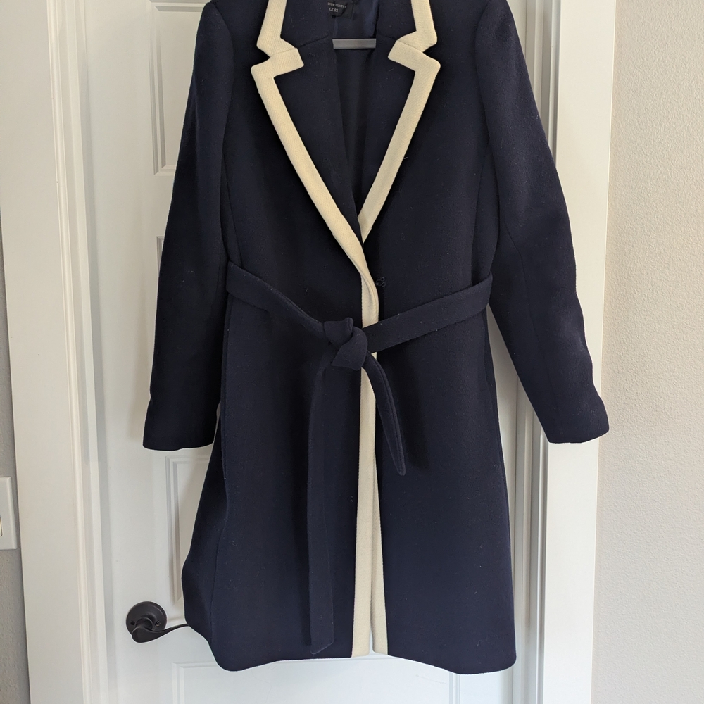 J. Crew Navy and Cream Trench Coat
